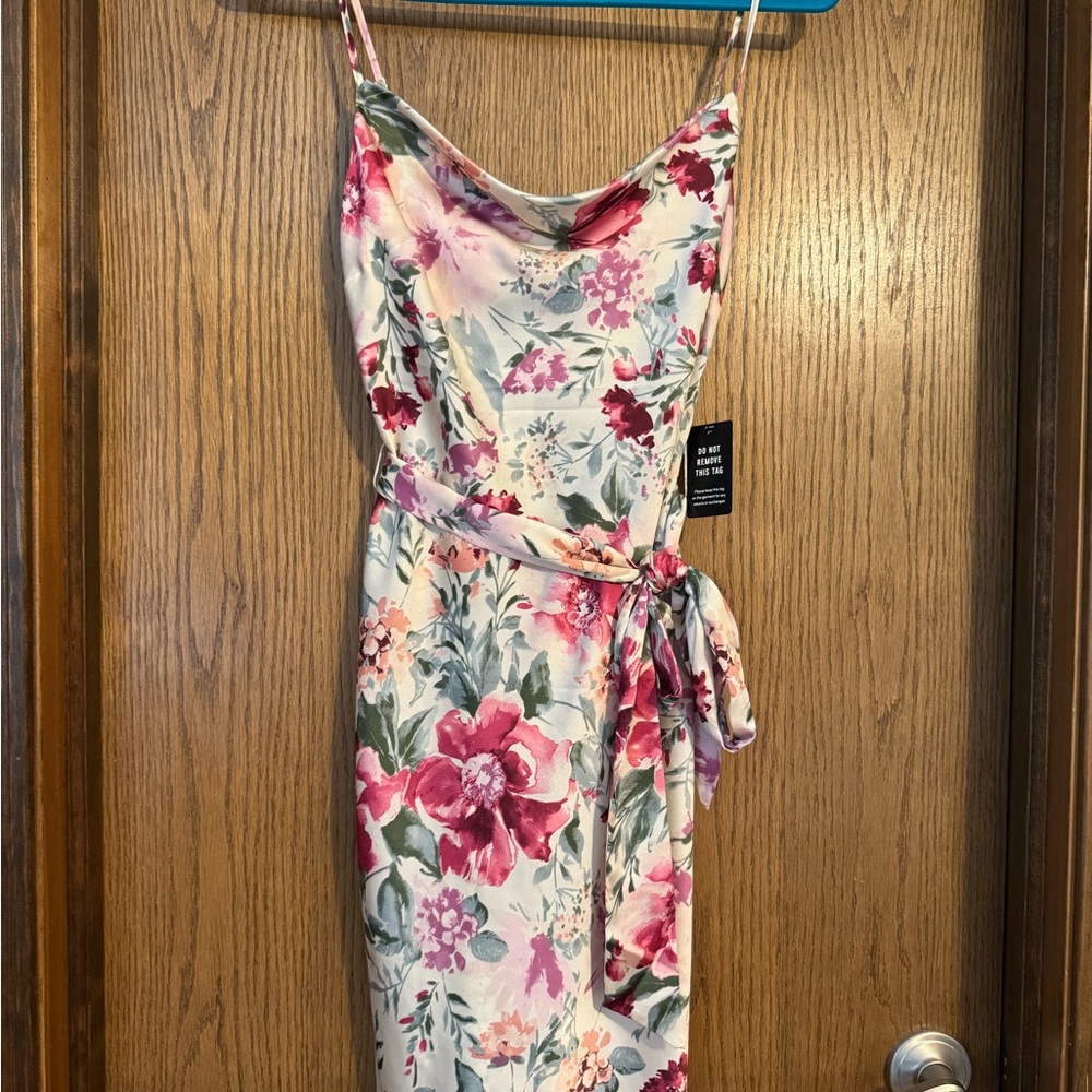 Express Cream Mini Slip Dress Spaghetti Straps